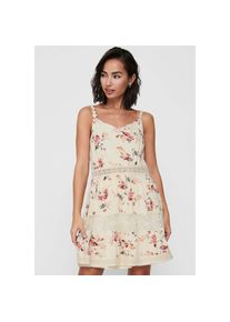 Only , Trägerkleid »ONLKARMEN ANNE LIFE S/L DRESS WVN NOOS« Sommerkleid , Creme Brulee AOP:ROSE FLOWER , N-Gr , 34 -N-Gr , 34 , Regular Fit Schnitt...