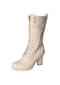 Mustang Shoes , Winterstiefel , Absatzstiefel, Profilsohle, mit zusätzlichem Innenreißverschluss , ecru , 39 , 39 , Modischer Schnürstiefel mit...