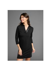 Laura Scott , Polokleid mit glänzendem Schriftzug , schwarz , N-Gr , 42 -N-Gr , 42 , Polokleid für einen lässigen Stil