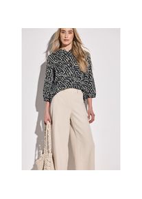 Street One, Damen, R&uuml;schenbluse 3/4 Arm, mit R&uuml;schen und grafischem Print, Black, 34, Black, Bedruckte Bluse von Street One