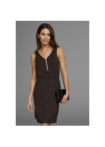 Laura Scott , Sommerkleid, V-Ausschnitt mit glänzendem Reißverschluss , schwarz , N-Gr , 42 -N-Gr , 42 , Minikleid für einen femininen Look