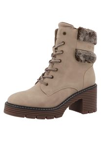 Tom Tailor , Schnürstiefelette , Blockabsatz, Schnürboots mit Reißverschluss für leichten Einstieg , beige , 38 , 38 , Modische Schnürstiefelette...
