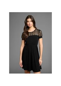 Laura Scott , Sommerkleid, mit gestreiften Mesh-Einsatz & elastischem Bund , schwarz , N-Gr , 44 -N-Gr , 44 , Minikleid für einen femininen Look