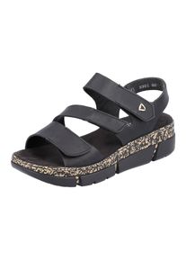 Rieker , Riemchensandale, Sommerschuh, Sandalette, Keilabsatz, mit Klettverschlüssen , schwarz , 42 , 42 , Individuelle Fußanpassung durch Klett