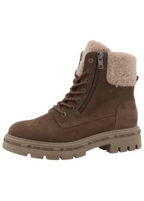 Tom Tailor , Winterboots , Blockabsatz, Schnürboots, Winterstiefelette mit Warmfutter-Kragen , braun , 37 , 37 , Modischer Schnürboots mit...