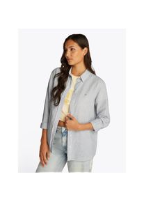 Tommy Jeans, Damen, Hemdbluse &raquo;TJW RLX LINEN SHIRT&laquo; mit Logostickerei, Colorado Blue, XS (34), Colorado Blue, Hemdbluse von Tommy Jeans