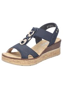Rieker , Keilsandalette, Sommerschuh, Sandale, Plateausandale mit Gummizug für guten Sitz , nachtblau , 40 , 40 , Sandalette mit modischem Keilabsatz