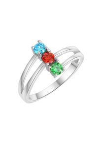 Firetti, Damen, Fingerring &raquo;Schmuck Geschenk Silber 925 Silberring Trilogie&laquo; mit Zirkonia (synth.), silberfarben-gr&uuml;n-rot-t&uuml;rkis, silberfarben-gr&uuml;n-