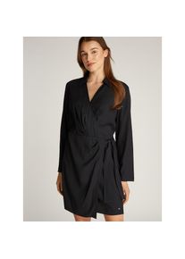 Tommy Hilfiger , Wickelkleid »FLUID VIS LS WRAP SHORT DRESS« im Wickeldesign, mit Metalllabel , Black , N-Gr , 36 -N-Gr , 36 , Mini-Kleid von TOMMY...