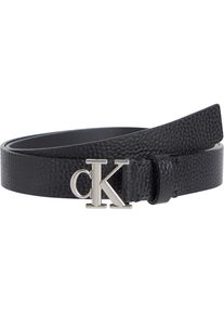 Calvin Klein Jeans, Damen, Lederg&uuml;rtel &raquo;MONOGRAM PLACQUE BUCKLE 25MM&laquo; mit Logo-Schnalle, Black/Pewter, Black/Pewter, G&uuml;rtel von CALVIN KLEIN