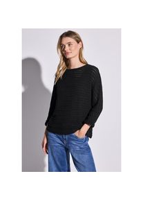 Street One, Damen, Strickpullover mit U-Boot-Ausschnitt, Black, 38, Black, 3/4-Arm Strick-Look Shirt von Street One