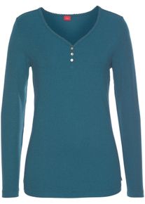 s.Oliver Dames Pyjamabovendeel in petrol ,maat 32/34, Witt, 63% Polyester, 33% Viscose, 4% Elastan