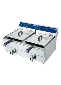 Friteuse électrique double ECO 13+13 litres avec robinet de vidange, 2x 5000 W, 400 V | Professionnel | HoReCa | CHR