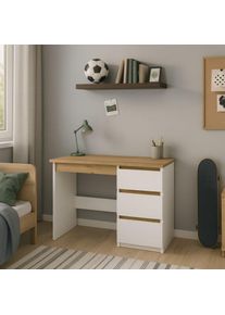 Gyerek íróasztal 94 cm fehér/tölgyfa artisan 4 fiók