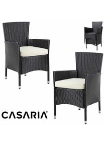 Casaria Polyrattan Tuinstoelen Stapelbaar 2 Stuks Beige-Zwart