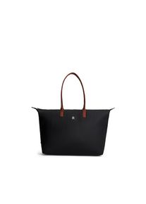 Tommy Hilfiger, Damen, Tragetasche &raquo;POPETTE MAXI TOTE&laquo;, Damen Umh&auml;ngetasche, Schultertasche mit Leder-Tragegriffen, schwarz, schwarz, Aus robustem 