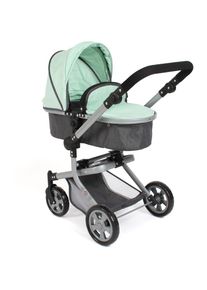 Bayer Chic 2000 CHIC2000, Kombi-Puppenwagen &raquo;Mika&laquo; mit schwenkbaren Vorderr&auml;dern, Grau-Mint, Kombi-Puppenwagen