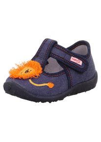 Superfit , Jungen , Hausschuh »SPOTTY WMS: Mittel« Ballerina, Klettschuh, Kindergarten Schuh mit süßem Motiv , dunkelblau-orange Löwe , 25 , 25 ,...