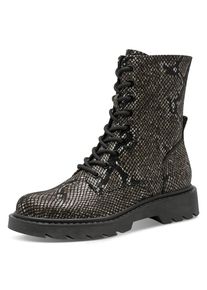 Tamaris , Schnürstiefelette, Blockabsatz, Schnürboots mit trendiger Prägung , schwarz snake , 37 , 37 , Trendige Stiefelette mit Reißverschluss für...