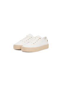 Tommy Hilfiger, Damen, Plateausneaker &raquo;VULC ESPADRILLE SNEAKER&laquo; , Freizeitschuh, Halbschuh, Schn&uuml;rer mit bastbezogenem Plateau, wei&szlig;, 41, wei&szlig;, 