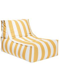 Outdoorsitzsack , Gelb, Weiß , Textil , Streifen , 280 l , Füllung: Polystyrol , 65x65x100 cm , Outdoor, Reißverschluss , Gartenmöbel, Gartensessel,