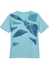 Damer Tr&auml;ningstopp med stretchandel aquamarin-m&ouml;nstrad Gr&ouml;&szlig;e 48/50