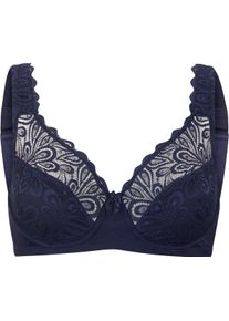 wäschepur Damen Entlastungs-BH mit Bügel mit floraler Spitze marine Größe 80C