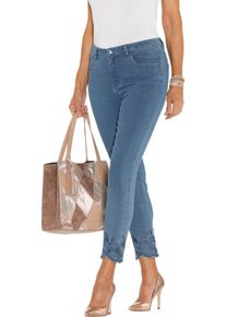 Damer Ankeljeans med broderi i f&aring;llen blue-bleached Gr&ouml;&szlig;e 27