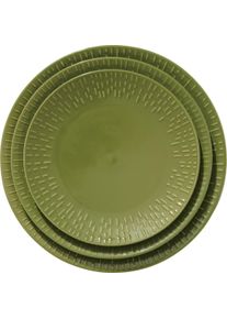 Aida Life in Colour - Confetti Olive lunch plate w/relief porcelain (13406), Teller, Grün