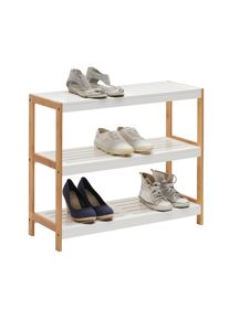 Xora Schuhregal , Braun, Weiß , Holz, Holzwerkstoff , Bambus , massiv , 70x58.5x26 cm , Typenauswahl , Garderobe, Schuhaufbewahrung, Schuhregale