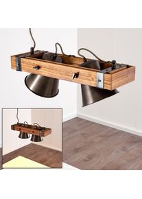 hofstein Oksbol Hanglamp Hout donker, Zwart, 2-lichts