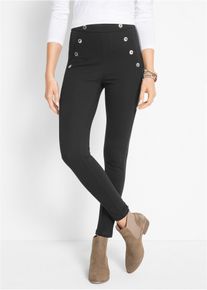 bonprix Leggings aus bequemen Punto di Roma, schwarz, Gr.44/46 (L), Gut sitzende Leggings in fester Punto Di Roma-Qualit&auml;t mit Zierkn&ouml;pfen, aus Punto di Roma,Viskose