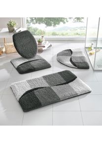 Hagemann unisex Badmat in grijs ,maat 50x50 cm - Wc-matje met uitsparing, Witt, 100% Polyacryl