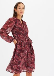 Robe imprim&eacute;e en cr&ecirc;pe - rouge - taille 38 - bonprix