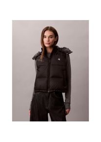 Calvin Klein Jeans, Damen, Steppweste &raquo;ESSENTIAL MIDWEIGHT PUFFER VEST&laquo; mit abnehmbarer Kapuze, Stehkragen, Black, S (38), Black, Weste von Calvin 