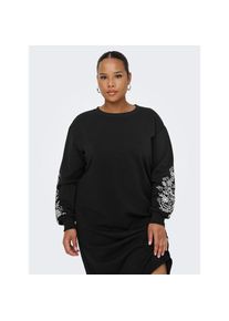 Only CARMAKOMA , Sweatkleid »CARJENNA LS O-NECK SWEAT DRESS SWT« , Black Detail:EMBROIDERY , N-Gr , M -N-Gr , M , Sweatshirtkleid von Only CARMAKOMA