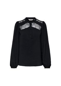 Only, Damen, Langarmbluse &raquo;OHANNA LIFE FR L/S LACE TOP WVN CS&laquo;, Black, S, Black, Bluse von Only