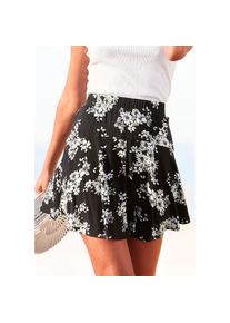 Lascana , Hosenrock, mit Alloverdruck, Skort, Rock inklusive Hose, bequemer Bund , schwarz-creme-bedruckt , 36 , 36 , Bund mit bequemem Gummizug