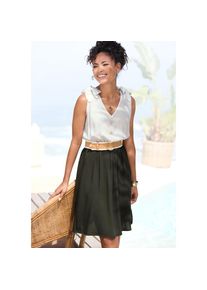 Lascana , Sommerkleid, mit Schleifen, Strandkleid, casual , creme-khaki , N-Gr , 46 -N-Gr , 46 , Mit tiefem V-Ausschnitt