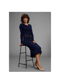 HECHTER PARIS, Damen, Strickkleid mit Streifeng&uuml;rtel - NEUE KOLLEKTION, marine m&eacute;lange, N-Gr, 44 -N-Gr, marine m&eacute;lange, Strickkleid mit Streifeng&uuml;rtel