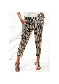 Lascana , 7/8-Hose mit breitem Bündchen und Allover-Druck, leichte Jerseyhose, Sommerhose , schwarz-sand-bedruckt , N-Gr , 34 -N-Gr , 34 , Leichte...