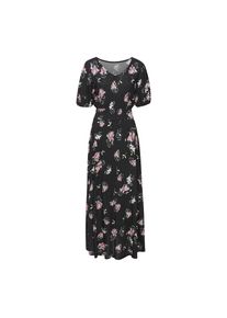 Vivance, Damen, Maxikleid mit Blumendruck und leichten Puff&auml;rmeln, Sommerkleid, casual, schwarz-mauve bedruckt, N-Gr, 34 -N-Gr, schwarz-mauve bedruckt