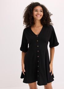 bonprix Mujer, Vestido corto entallado, negro, 44/46
