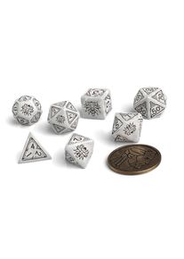 The Witcher Witcher - Geralt White Wolf RPG Dice Set 7pcs with Collector's Coin