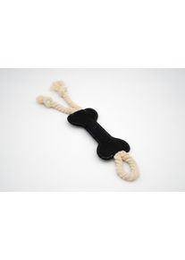 Wuff Knochen mit Seil Hundespielzeug, schwarz