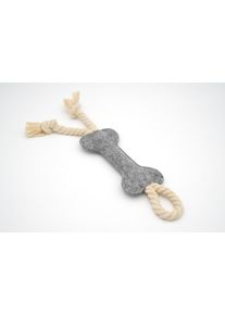 Wuff Knochen mit Seil Hundespielzeug, grau