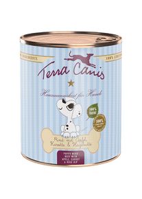 12x800g Terra Canis hvalpemenu med Okse med æble, gulerod, hyben hundefoder vådfoder