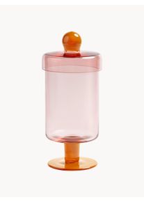 &k Amsterdam Handmade Tall Glass Storage Jar Duo Pink, Red Glass Ø 12 x H 27 cm