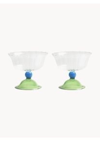 &k Amsterdam Taças de champanhe em vidro de borosilicato artesanal Tulip, conjunto de 2 Transparente, Verde Vidro Ø 13 x Alt 11 cm, 300 ml