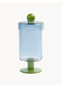 &k Amsterdam Handmade Tall Glass Storage Jar Duo Blue, Green, Transparent Glass Ø 12 x H 27 cm